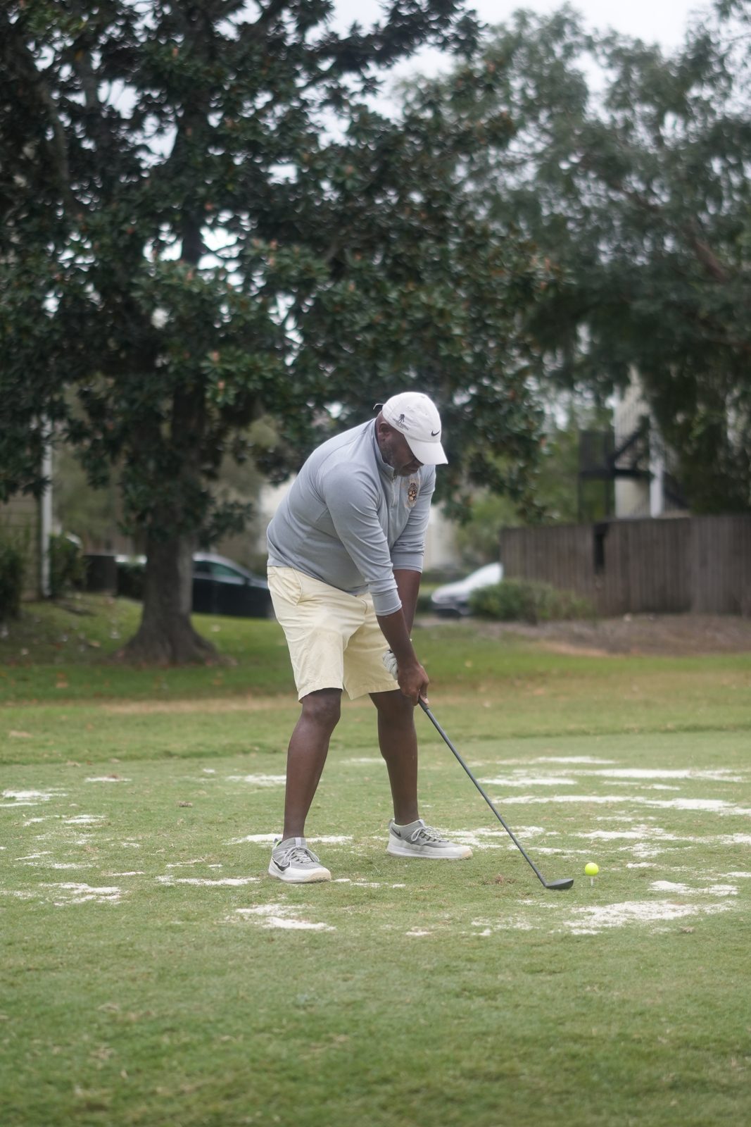 Golfer chipping onto the green