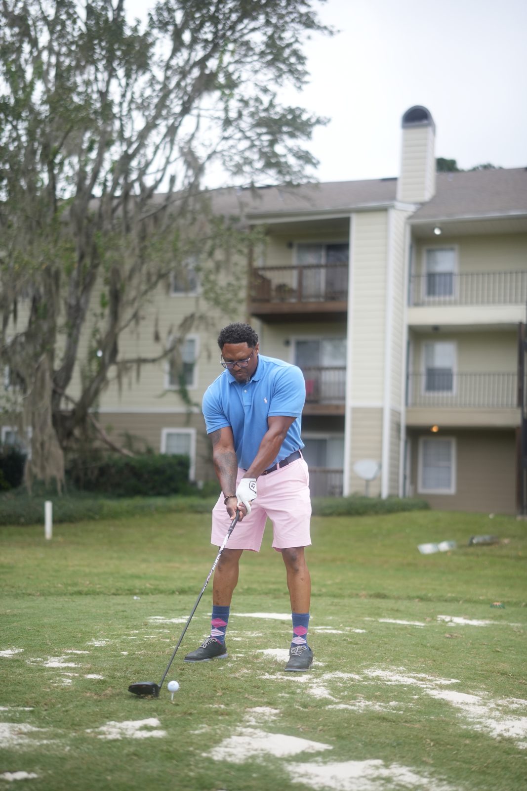 Golfer posing after a drive